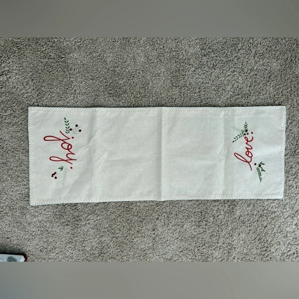 Festive Reversible Table Runner | Merry and Joy | Red Plaid | Holiday Christmas